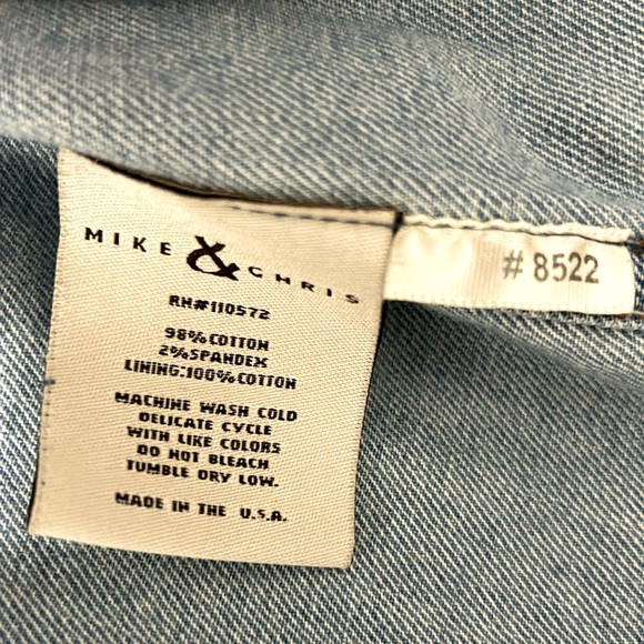 ✨ Mike & Chris ✨ Lattice Weave Cropped Jean Denim Jacket Button Up Size Small - Picture 6 of 10